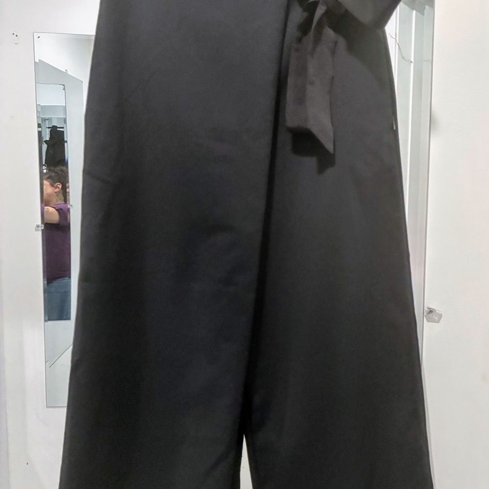 Tibi Black Wide-Leg Wrap Trousers w/ Side Bow – Size 0